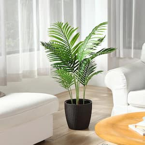 3.6 ft. Artificial Areca Palm Plant in Pot, Fake Palm Tree with 10 Trunks for Home Office Decor