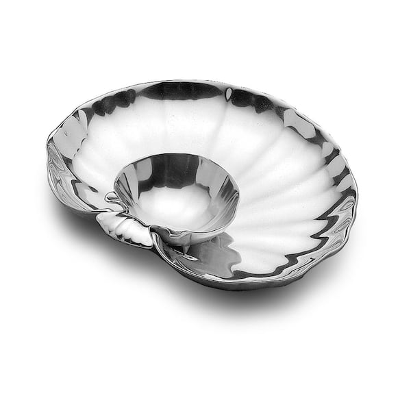 Wilton Armetale Sea Life 11.75 in. x 9.75 in. Shell Sauce and Hors d'oeuvre Server