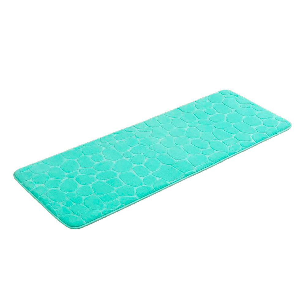 EVIDECO French home goods Bath Rug 18 in. x 48 in. Aqua Blue Microfiber