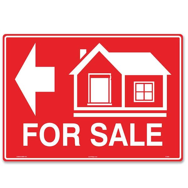 14 in. x 10 in. House For Sale Sign (Left Arrow) Printed on More Durable Longer-Lasting Thicker Styrene Plastic.