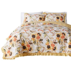 2-Piece Gold Solid Twin Size Microfiber Quilt Set