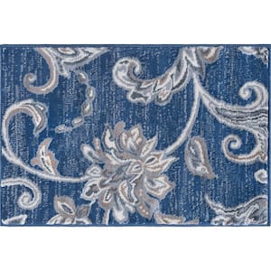 Madison Floral Navy 2 ft. x 3 ft. Indoor Area Rug