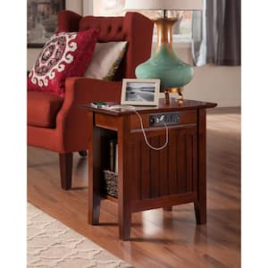 Nantucket Walnut Chair Side Table with Charging Station