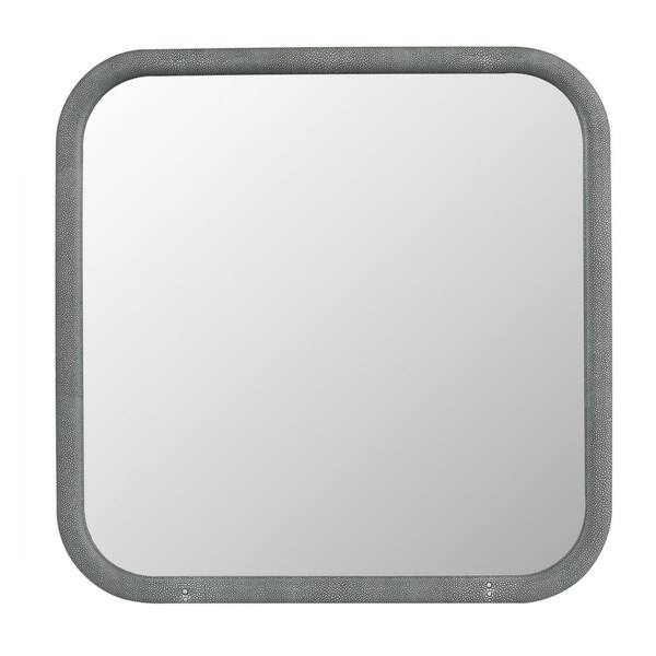 Unbranded 24 in. W x 24 in. H Square PU Covered MDF Framed Wall Bathroom Vanity Mirror in Gray
