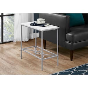 White End Table with Silver Frame