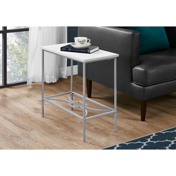 Unbranded White End Table with Silver Frame