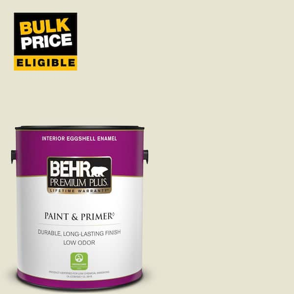 BEHR PREMIUM PLUS 1 gal. #73 Off White Eggshell Enamel Low Odor Interior Paint & Primer