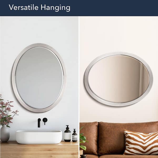 23 in. W x 29 in. H Metal Framed Single Oval Mirror in Brushed Nickel 23 in. W x 29 in. H Metal Framed Single Oval Mirror in Brushed Nickel
