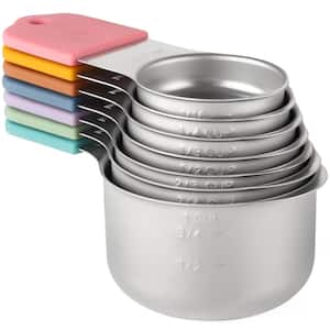 High Quality 7-Piece Stainless Steel Multi-Colored Measuring Cup Set with Magnetic Handle