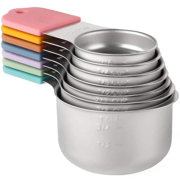 High Quality 7-Piece Stainless Steel Multi-Colored Measuring Cup Set with Magnetic Handle