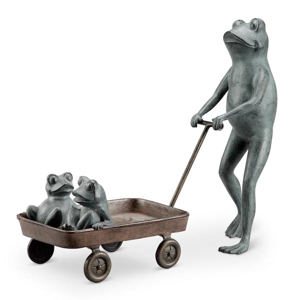 Unbranded Frog Family with Wagon Planter Garden Statue