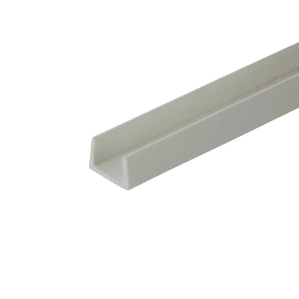 Outwater 1/4 in. D x 3/8 in. W x 48 in. L White Styrene Plastic U-Channel Moulding Fits 3/8 in. Board, (3-Pack)