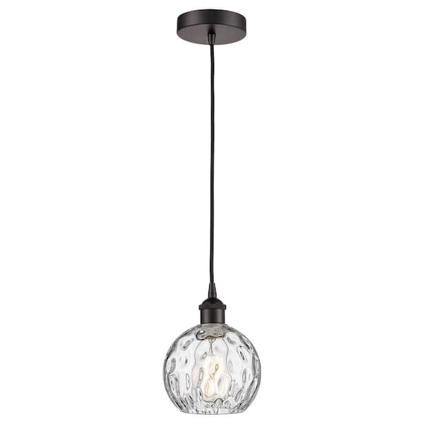 Athens Water Glass 60-Watt 1-Light Oil Rubbed Bronze Standard Mini Pendant Light with Clear Glass Shade