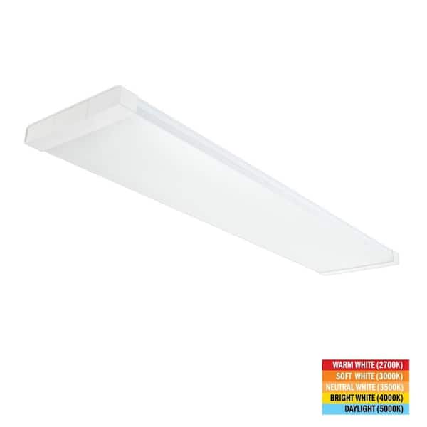 46 in. x 10 in. LED Flush Mount Ceiling Light Fixture White End Caps Low Profile 2700K-5000K 5500 Lumens 70-Watt