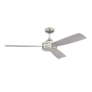 Inspo 54 in. Dual Mount Indoor 3-Speed Brushed Polished Nickel Finish Ceiling Fan with Hard-Wired 4 Speed Wall Control