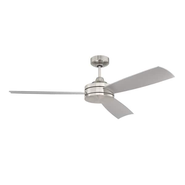 CRAFTMADE Inspo 54 in. Dual Mount Indoor 3-Speed Brushed Polished Nickel Finish Ceiling Fan with Hard-Wired 4 Speed Wall Control