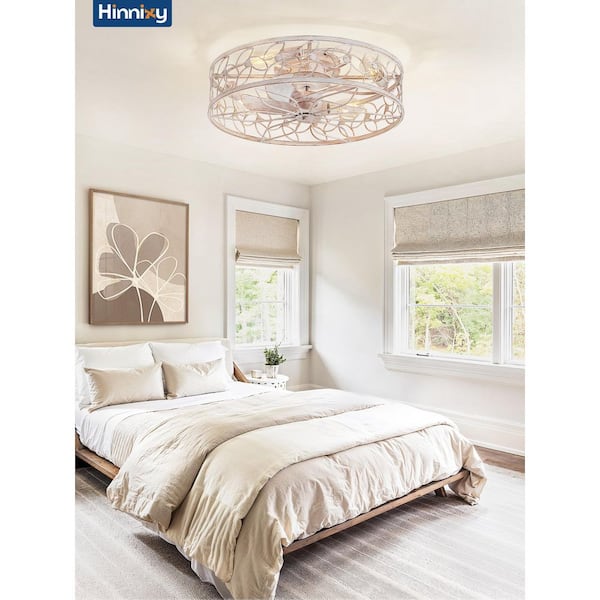 HINNIXY HINNIXY 23 in. Indoor White Gold Flush Mount Caged