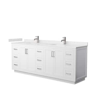 Miranda 84 in. W x 22 in. D x 33.75 in. H Double Bath Vanity in White with Carrara Cultured Marble Top