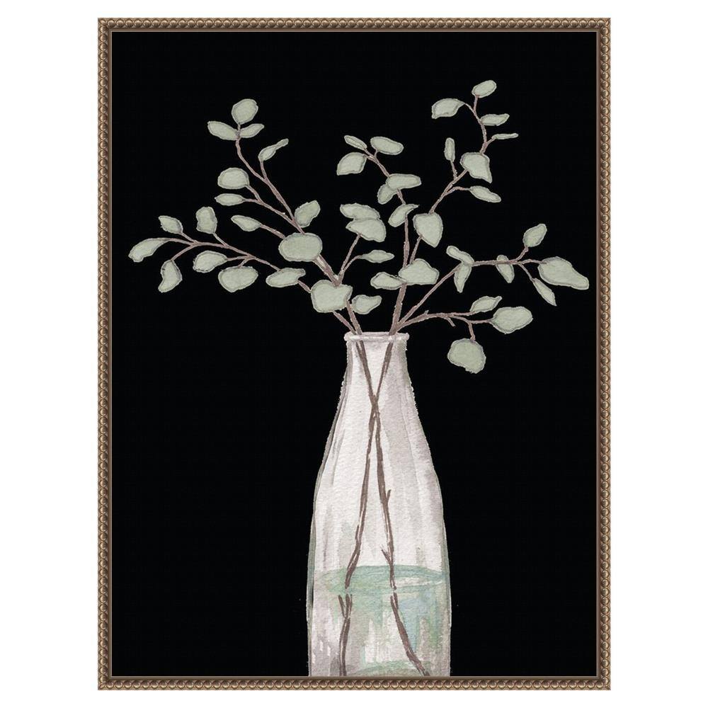 Botanic-Inspired Beaded Bronze Framed Canvas Wall Art