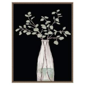 "Modern Floral On Black II" by Elizabeth Medley 1-Piece Floater Frame Giclee Home Canvas Art Print 30 in. x 23 in.