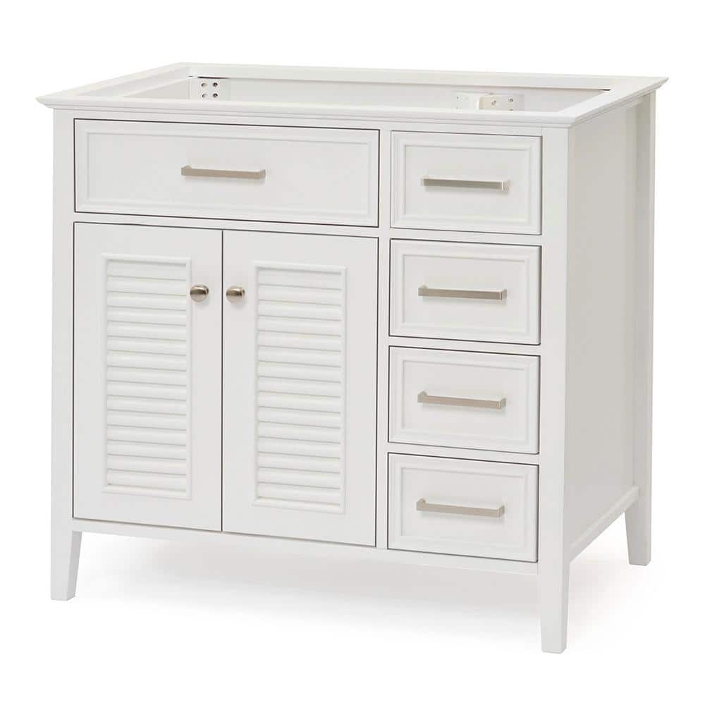 Kensington 36 in. W x 21.5 in. D x 34.5 in. H Freestanding Bath Vanity Cabinet Only in White -  ARIEL, D037S-L-BC-WHT