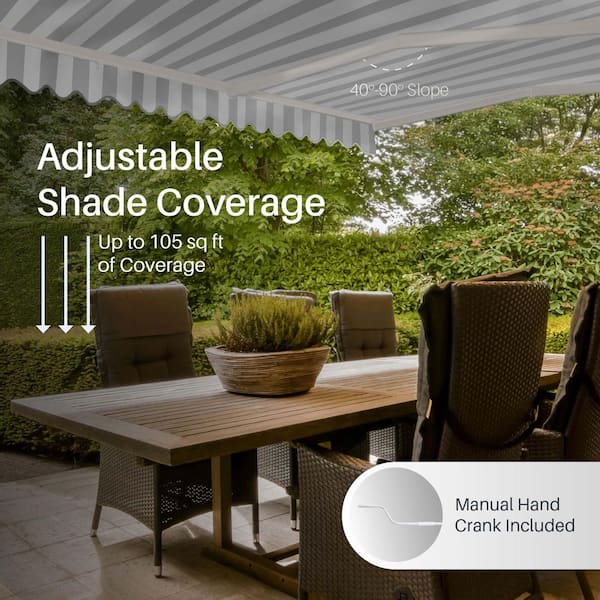 ALEKO 12 ft. Caribbean Polyester Manual Retractable Patio Awning