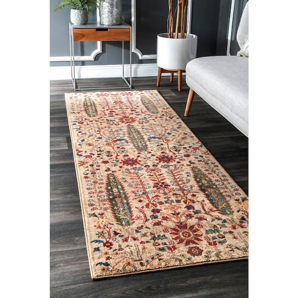 Valentina Tribal Fringe Olive 2 ft. 6 in. x 6 ft. Indoor Runner Rug