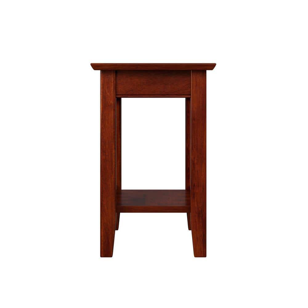 Walnut Brown Solid Hardwood Side Table Set with USB Charger