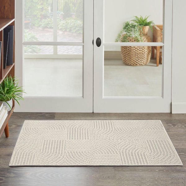 Textured Home Ivory 2 ft. x 4 ft. Geometric Contemporary Area Rug