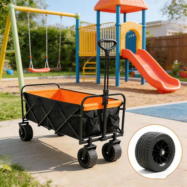 9 cu. ft. Fabric Folding Extra Long Extender Wagon Garden Cart in
