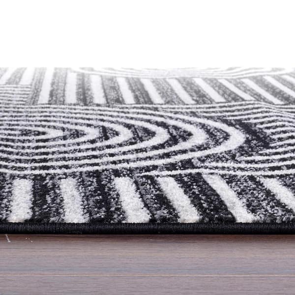 Bohemian Stripe Black 2 ft. x 7 ft. Arch Design Runner Rug