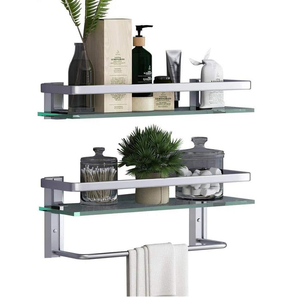 15.7 in. W x 5.85 in. H x 4.88 in. D, Wall Mounted Floating Glass Rectangul