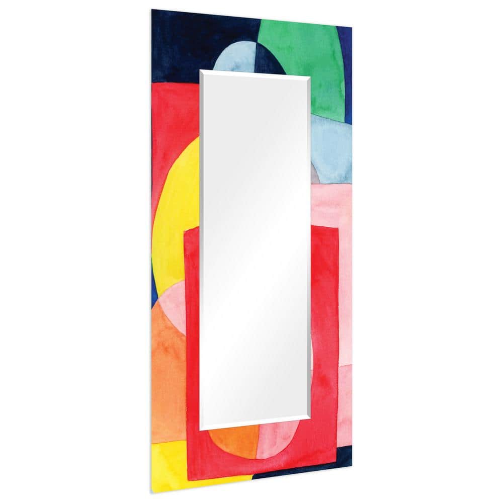Colorful Abstract Rectangular Frameless Wall Mirror, 72" x 36"
