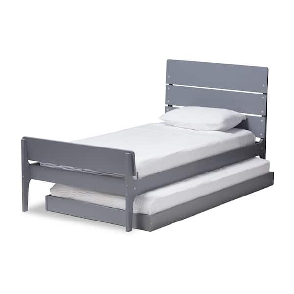 Baxton Studio Nereida Grey Twin Platform Bed with Trundle