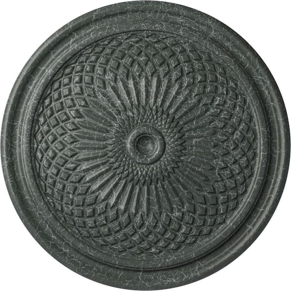 Ekena Millwork 22" x 1-3/4" Trinity Urethane Ceiling Medallion (Fits Canopies upto 3"), Athenian Green Crackle