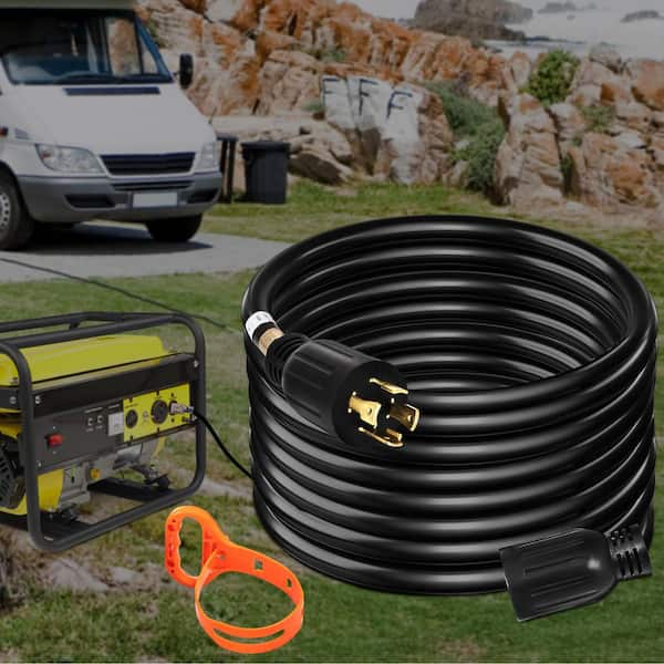50 FT. 30 Amp Generator Extension Cord SJTW 10 AWG 4 Prong, NEMA L14-30P 125/250V Heavy Duty Generator Power Cord