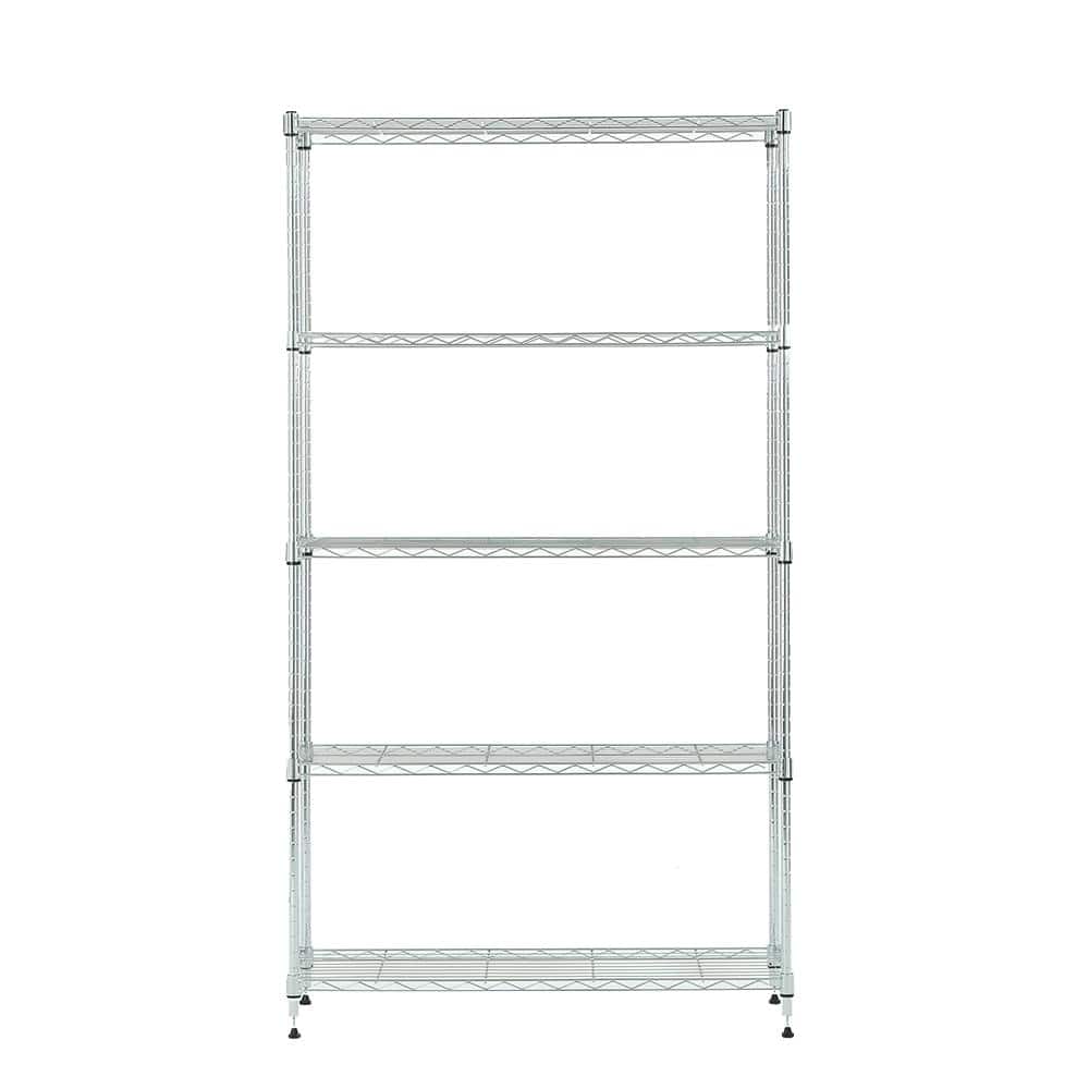 Adjustable Chrome 5-Tier Wire Shelving Unit