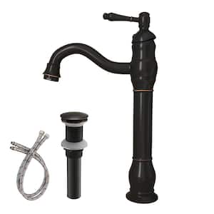 Single Handle Vessel Sink Faucet with Pop Up Drain in Oil Rubbed Bronze