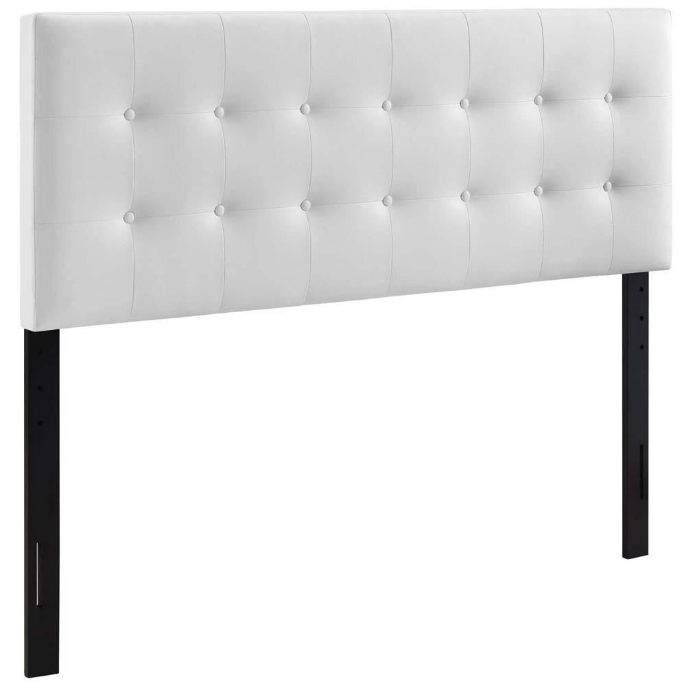 Emily White Faux Leather Tufted Full Headboard