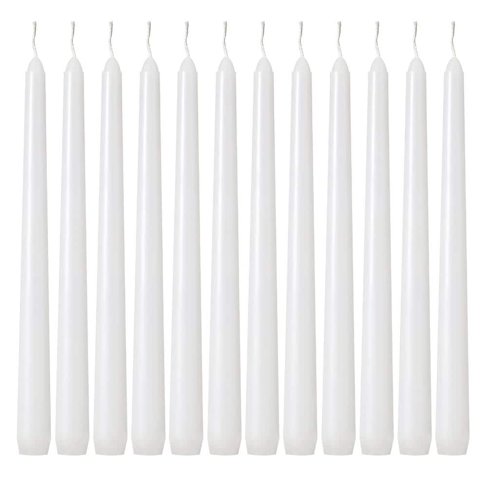 24-Pack White Unscented Dripless Taper Candles 10 in Tall 0.75 in Base Paraffin Wax Cotton Wicks 8-Hour Burn price history on PriceWatchPro