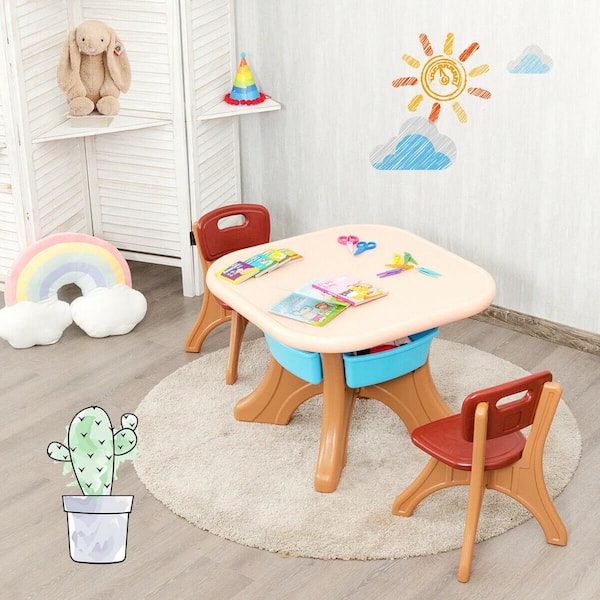 Coffee Kids Activity Table and Chair Set Play Furniture with Storage