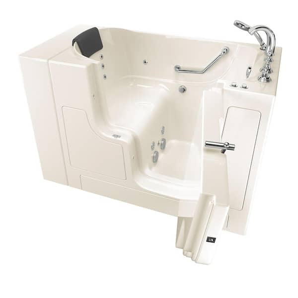 American Standard Gelcoat Premium 52 in. Right-Hand Walk-In Whirlpool Bathtub in Linen