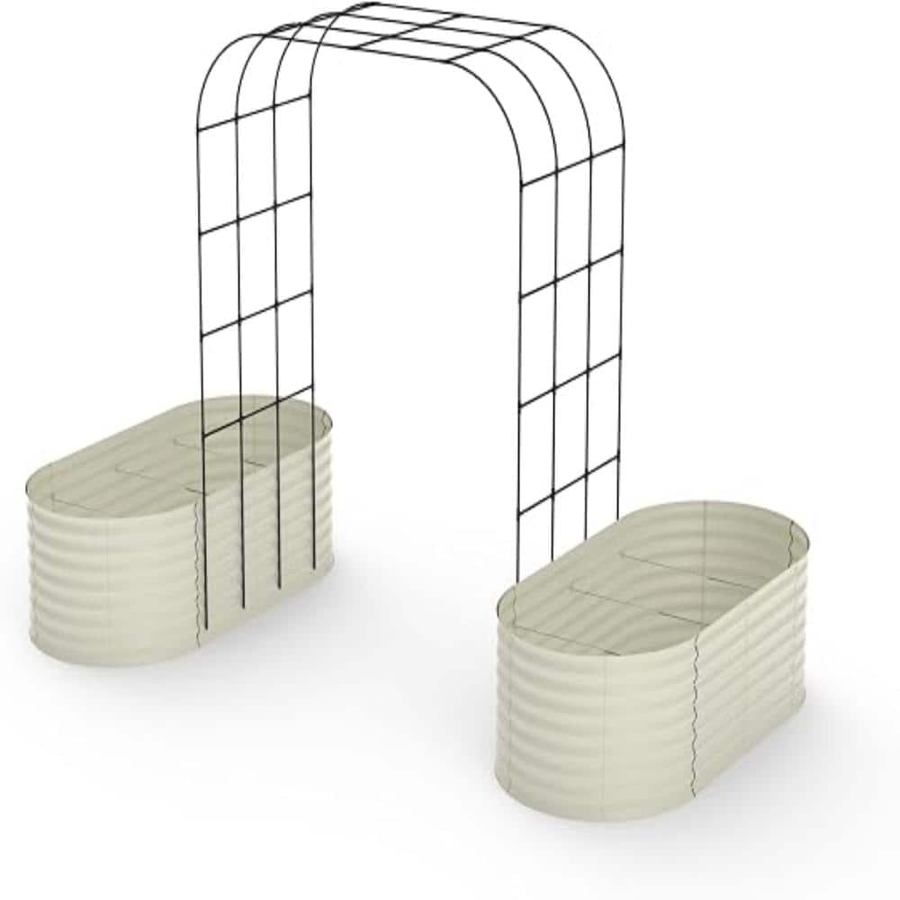 "2-Pack Galvanized Raised Garden Beds with Arch Trellis, 79""x24""x18"" Planter Box with Climbing Support for Tomatoes-Green" price history on PriceWatchPro