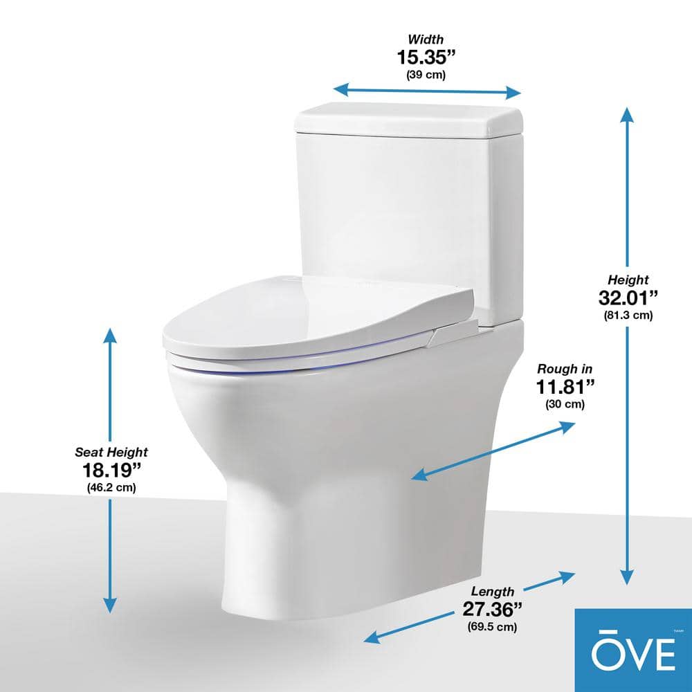 Wilma White High Efficiency Elongated Two Piece Bidet Toilet