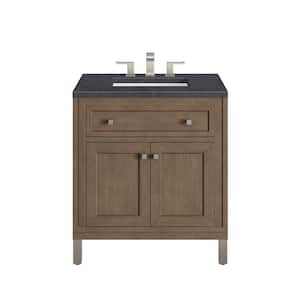 Chicago 30 in. W x  23.5 in.D x 34 in. H Single Bath Vanity in Whitewashed Walnut with Quartz Top in Charcoal Soapstone