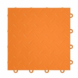 FlooringInc Orange Diamond 12 in. W x 12 in. L x 3/8 in. T Polypropylene Garage Flooring Tiles (16 Tiles/16 sq.ft.)