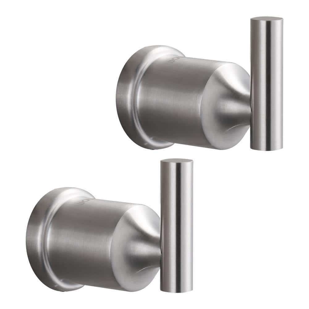 Bathroom Wall Mounted Knob Robe/Towel Hook Stainless Steel in Brushed Nickel (2-Pack)