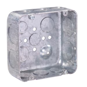4-11/16 in. W x 2-1/8 in. D Steel Metallic Square Box with Two 1/2 in. KO Eight 3/4 in. Ko and Four 1 in. Ko 1-Pack