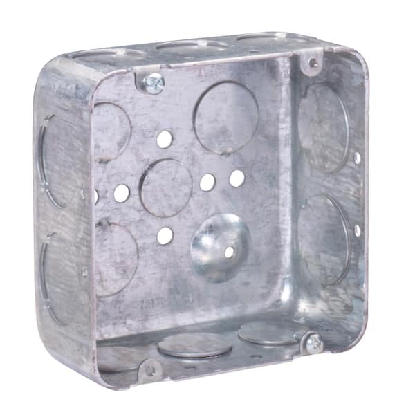 Southwire 4-11/16 in. W x 2-1/8 in. D Steel Metallic Square Box with Two 1/2 in. KO Eight 3/4 in. Ko and Four 1 in. Ko 1-Pack