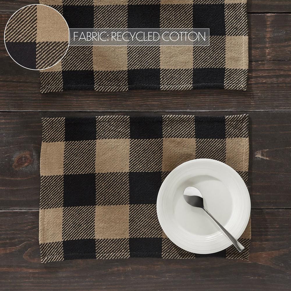 Country Black and Tan Check Cotton Fall Placemat Set